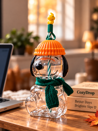 Snoopy Autumn Glass Cup β Pumpkin Lid & Cozy Scarf