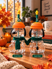 Snoopy Autumn Glass Cup β Pumpkin Lid & Cozy Scarf
